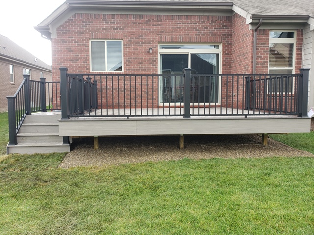 TimberTech/AZEK composite deck by Profile Construction LLC, Macomb County MI, decking: Coastline, railing: TREX- Signature, picture frame: Dark Hickory, photo 1 of 41